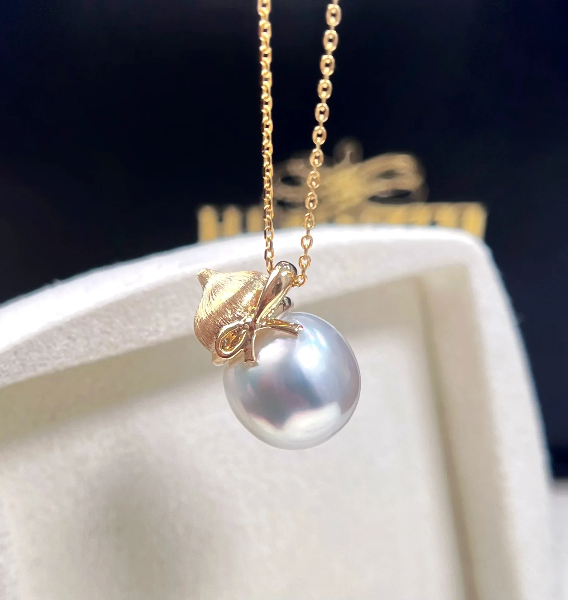 

Solid 18K White Gold 10-11mm Natural Sea Water White Pearls Pendants Necklaces for Women Fine Jeewlries Presents