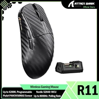 Ratón inalámbrico para juegos ATTACK SHARK R11 ULTRA 49g de fibra de carbono 8000Hz, 42000 DPI, 20000 FPS, PAW3950MAX, chip nórdico 52840