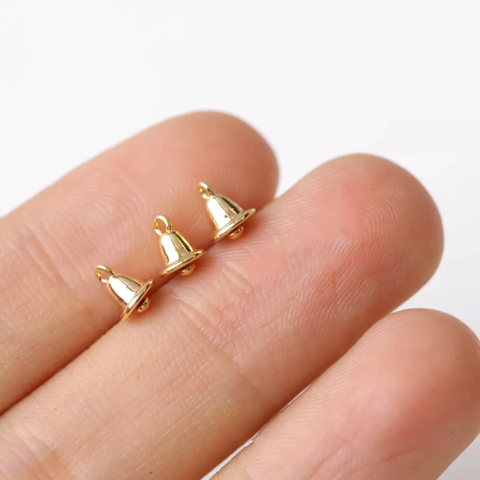 

Медное покрытие из настоящего золота, мини-глянцевый кулон-колокольчик, кулон, ювелирные аксессуары «сделай сам»