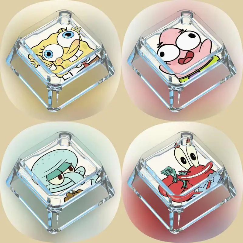 Cute Cartoon Keycap SpongeBob SquarePants Patrick Star Cross Mechanical Keyboard Single Transparent Wooting Translucent Keycap