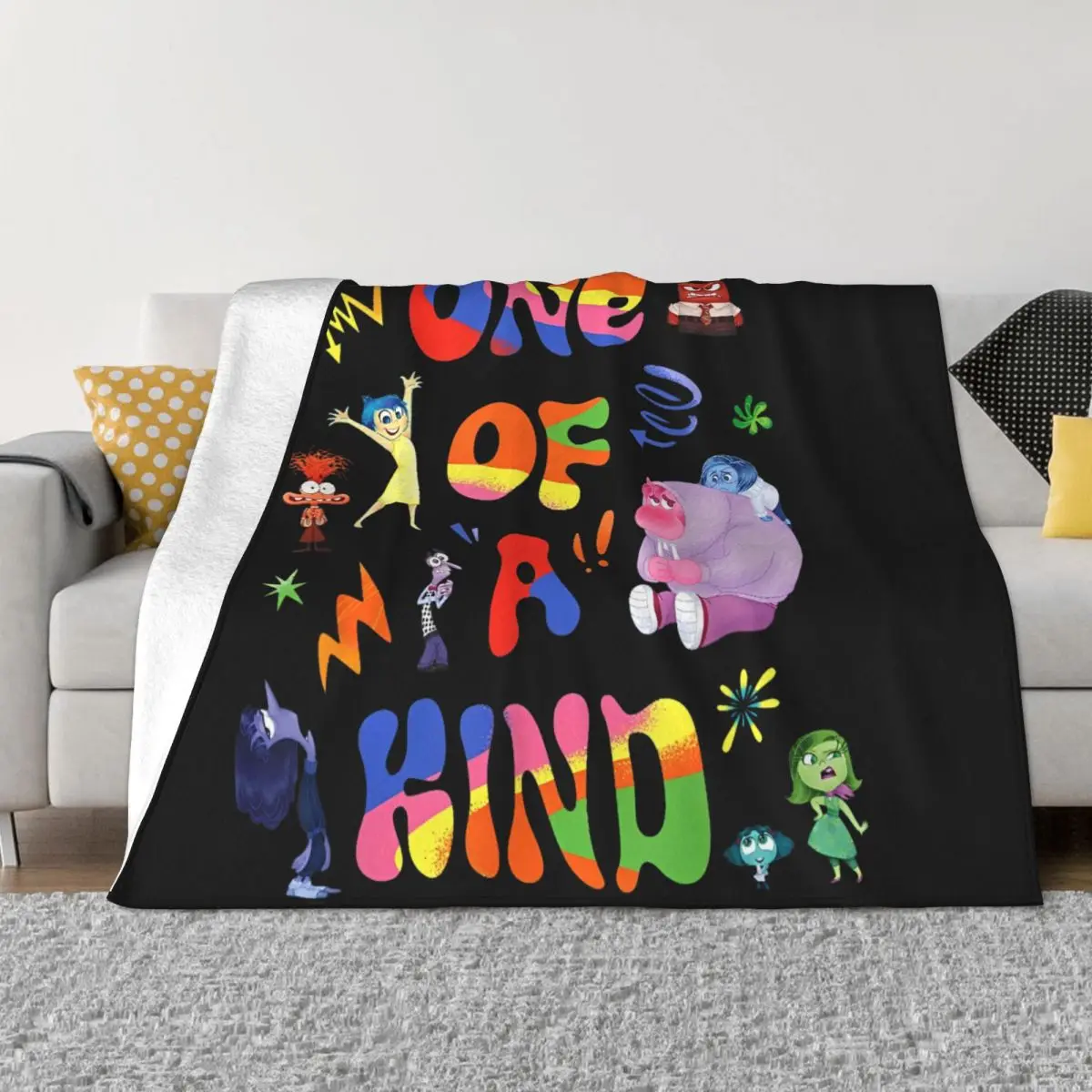 Inside Out Coral Fleece Plush Throw Blanket Emotions One of a Kind Blanket for Bedding Couch Soft Bedroom Quilt