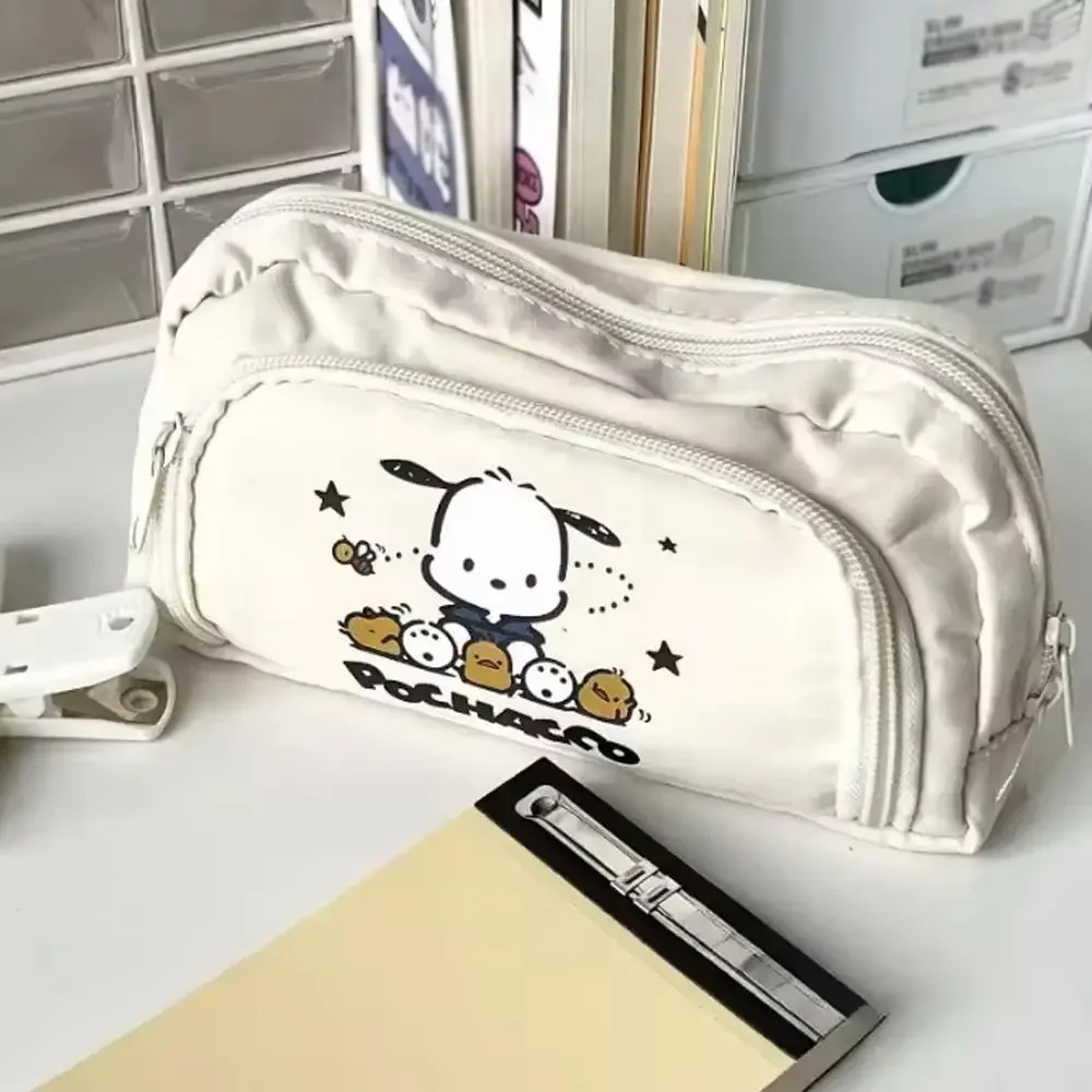 High-end pochacco sanrio anime kawaii caneta saco bonito dos desenhos animados estudante caixa de lápis caso de papelaria grande capacidade armazenamento de cosméticos