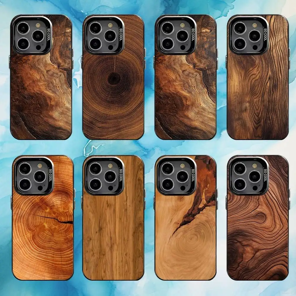 

Wood Grain Phone Case For iPhone17,16,15,14,13,12,11 Plus,Pro Max Black Colorful Silver Back Phone Case
