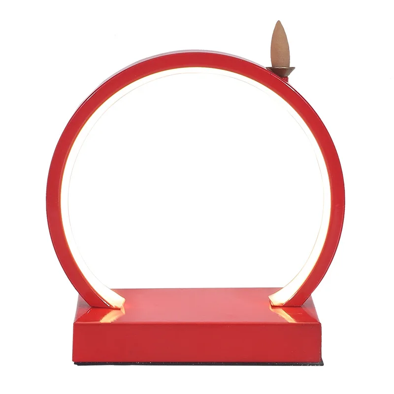 Creative Zen Swelling Ornaments Fragrance Warm Light LED Ring Lamp Lantern Circle New Chinese Backflow Incense Display Bracket