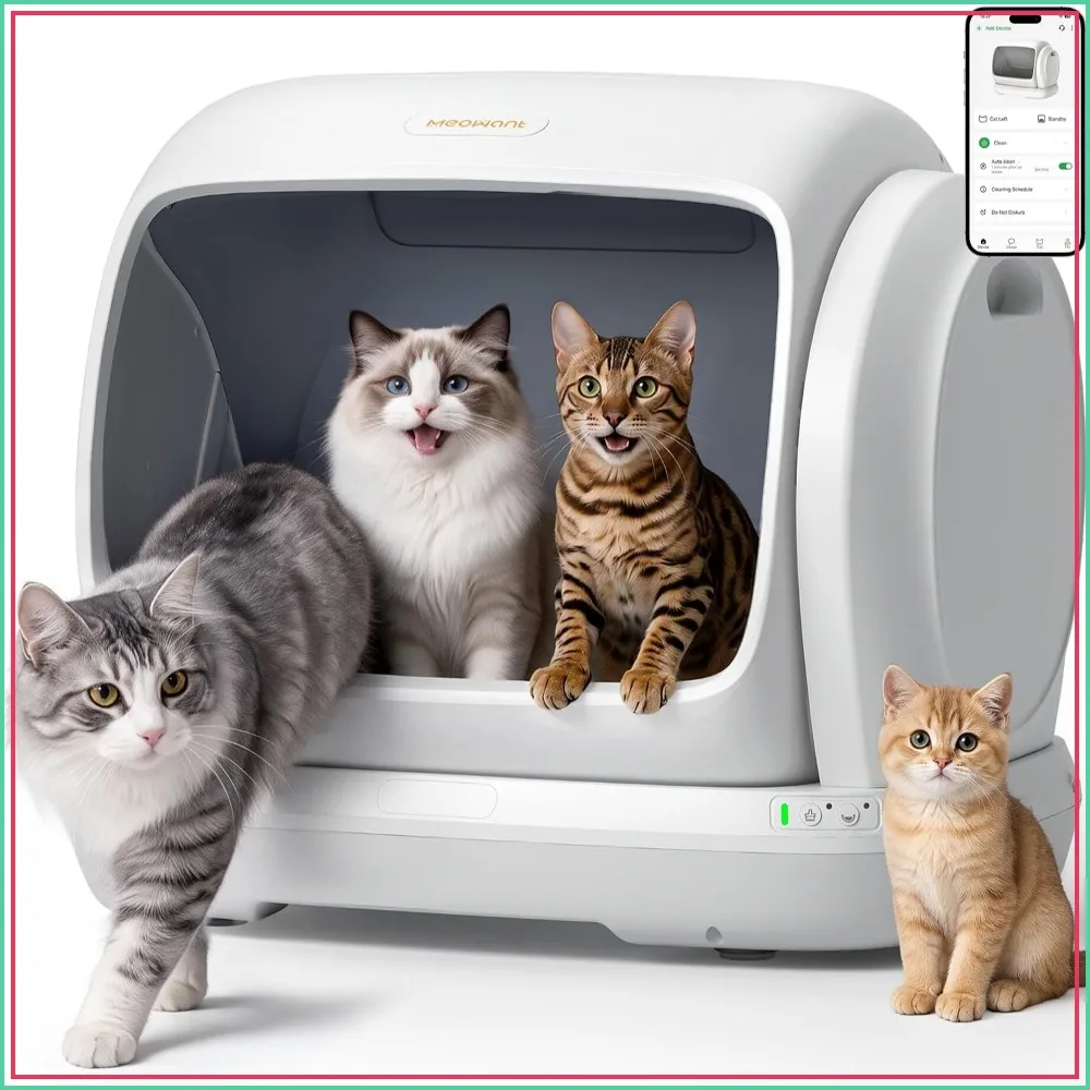 Automatic Cat Litter Box 106L Extra-Large Space Safety Anti-Pinch Self-Cleaning for Multiple Cats