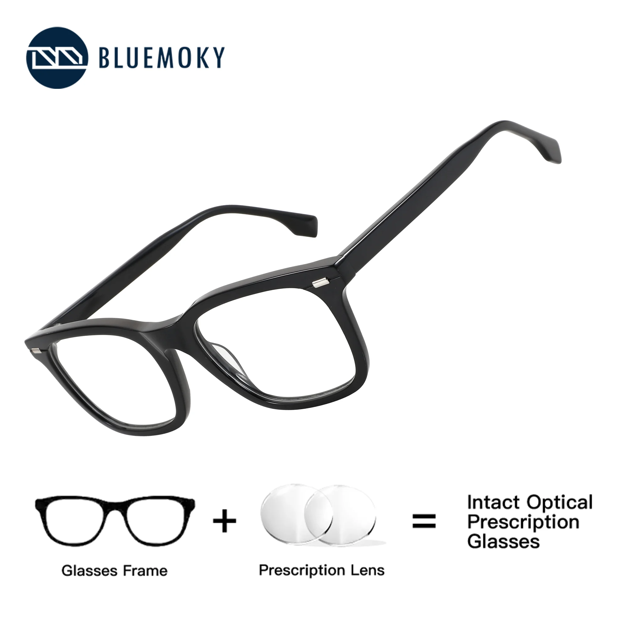 BLUEMOKY M Size Square Prescription Eyewear Acetate Photochromic Anti Blue Light Dioptric Optical Glasses for Sight for Men