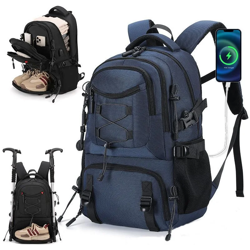 Oxford Fabric Backpack Large Capacity Travel Hiking Bag Water Resistant Daypack Casual Rucksack Spacious Commuter Bag