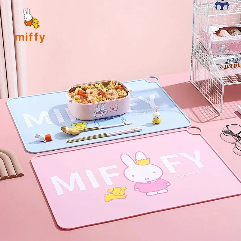 

Kawaii Miffy Student силиконовый коврик для столовых приборов, водонепроницаемый, легко чистится, пищевой материал, изолированный коврик для стола, легко носить с собой
