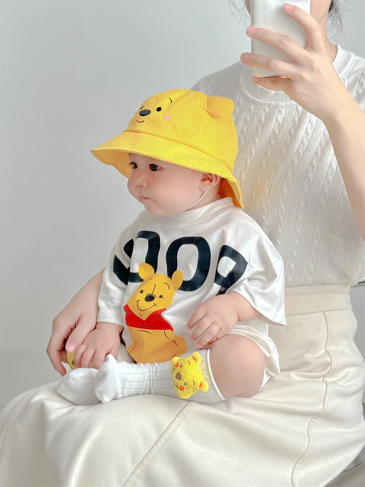 Disney Winnie Rompers Triangle Bag Fanny Coat Cotton Soft A Standard Baby Summer Clothes Climbing Suit Baby Clothing Bodysuits