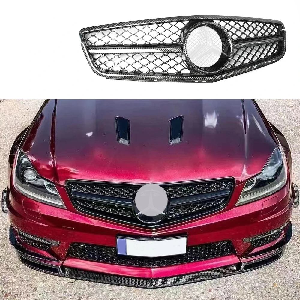 

Applied to Modification The Carbon Fiber Air Intake Grille For Mercedes Benz C Class W204 C63 AMG Front Bumper Finished Grille