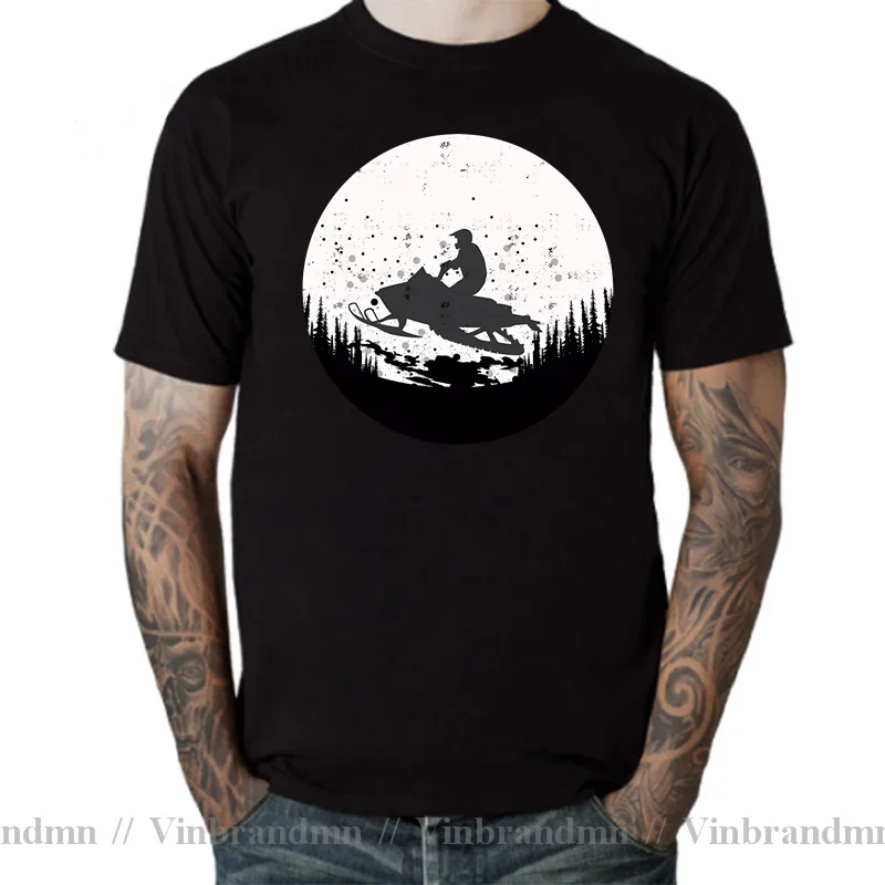 Wholesale Sled Across The Moon Snowmobile Design Unisex Baseball T-Shirt Snow Motorcar T Shirt Men Gift Aesthetic Men's Clothing