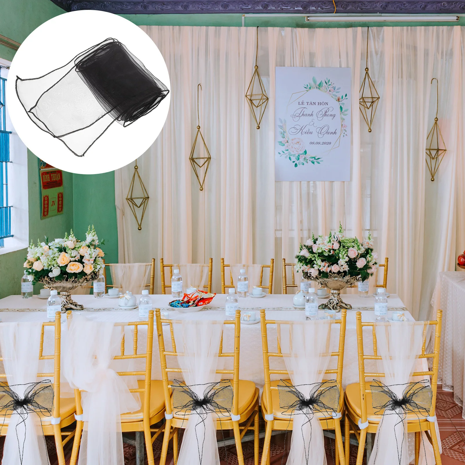 

Chair Cover Streamers Ribbons Sashes for Wedding Bows Back Decorations Party Tie