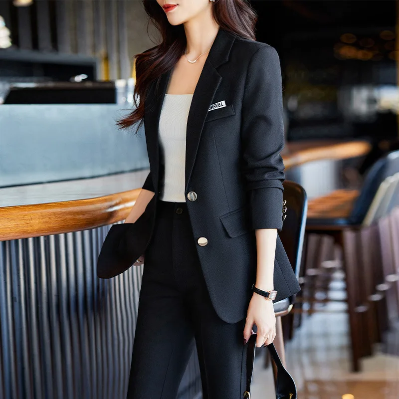 Red Suit Jacket Women\'s Overalls Annual Meeting Host Autumn and Winter2024New Professional Tailored Suit Suit Female Work Clothe