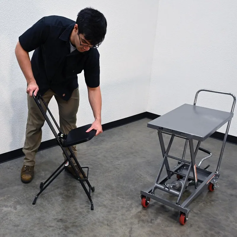 كراسي عامل مريحة بارتفاع فولاذي 800LP مقاس 18.5 بوصة. إلى 35 بوصة. 220 رطل. القدرة السوداء #2