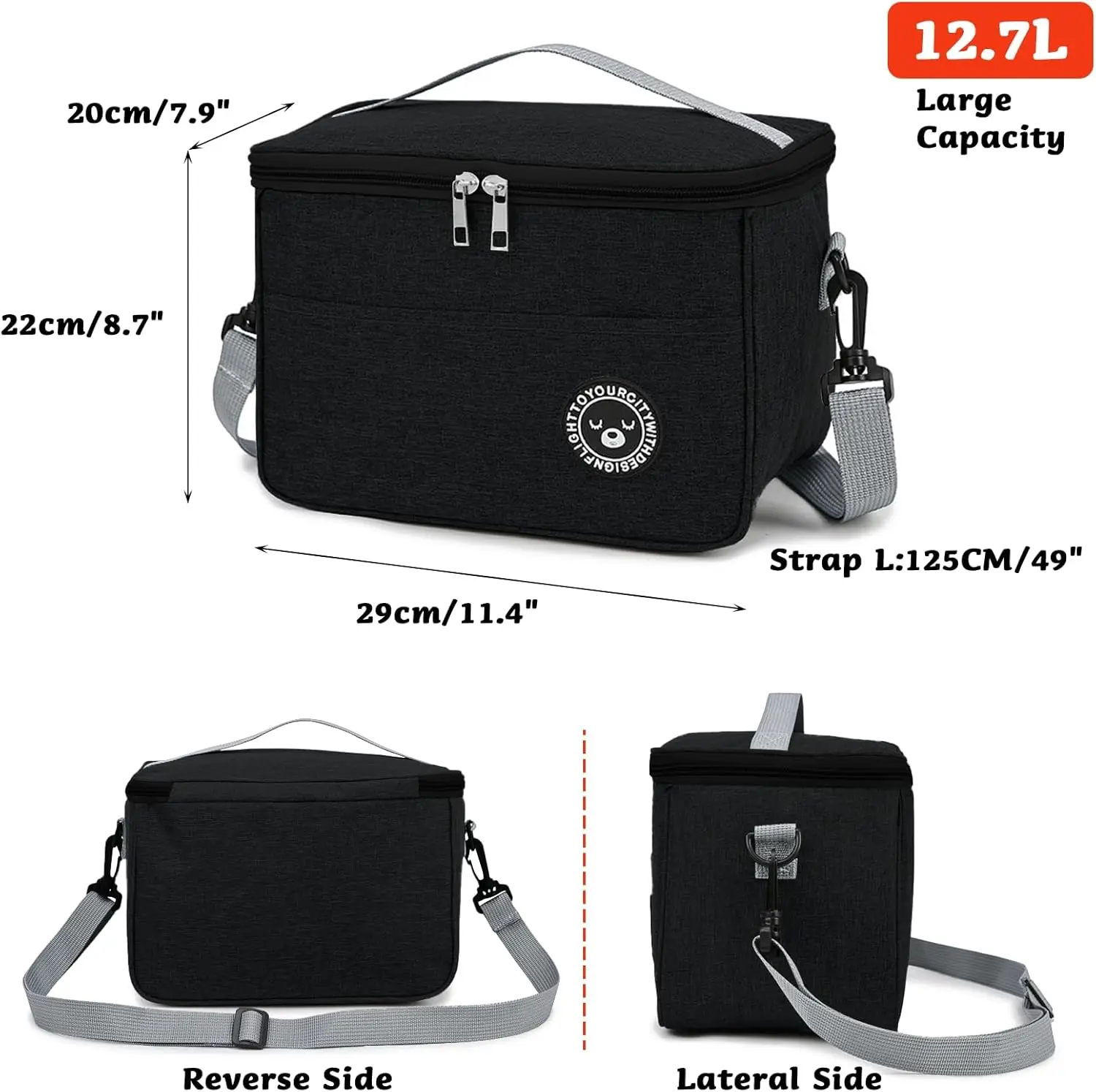 12.7L Large Insulated Lunch Bags Leakproof Cool bag Thermal Lunch Box for Women Men Kids Camping Work Office School Picnic Pack