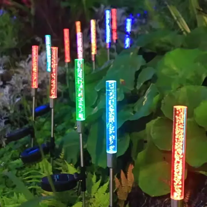 Solar Powered Garden Acrylic Rod Lights 7 Colors Change Outdoor Solar Lights Lawn Lights For Yard Pathway Decoration
