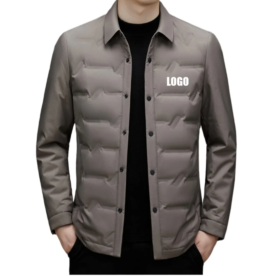 Custom LOGO Men's Light and Thin Shirt Down Jacket 2025 Autumn and Winter 90 Down White Duck Down Warm Business Jacket