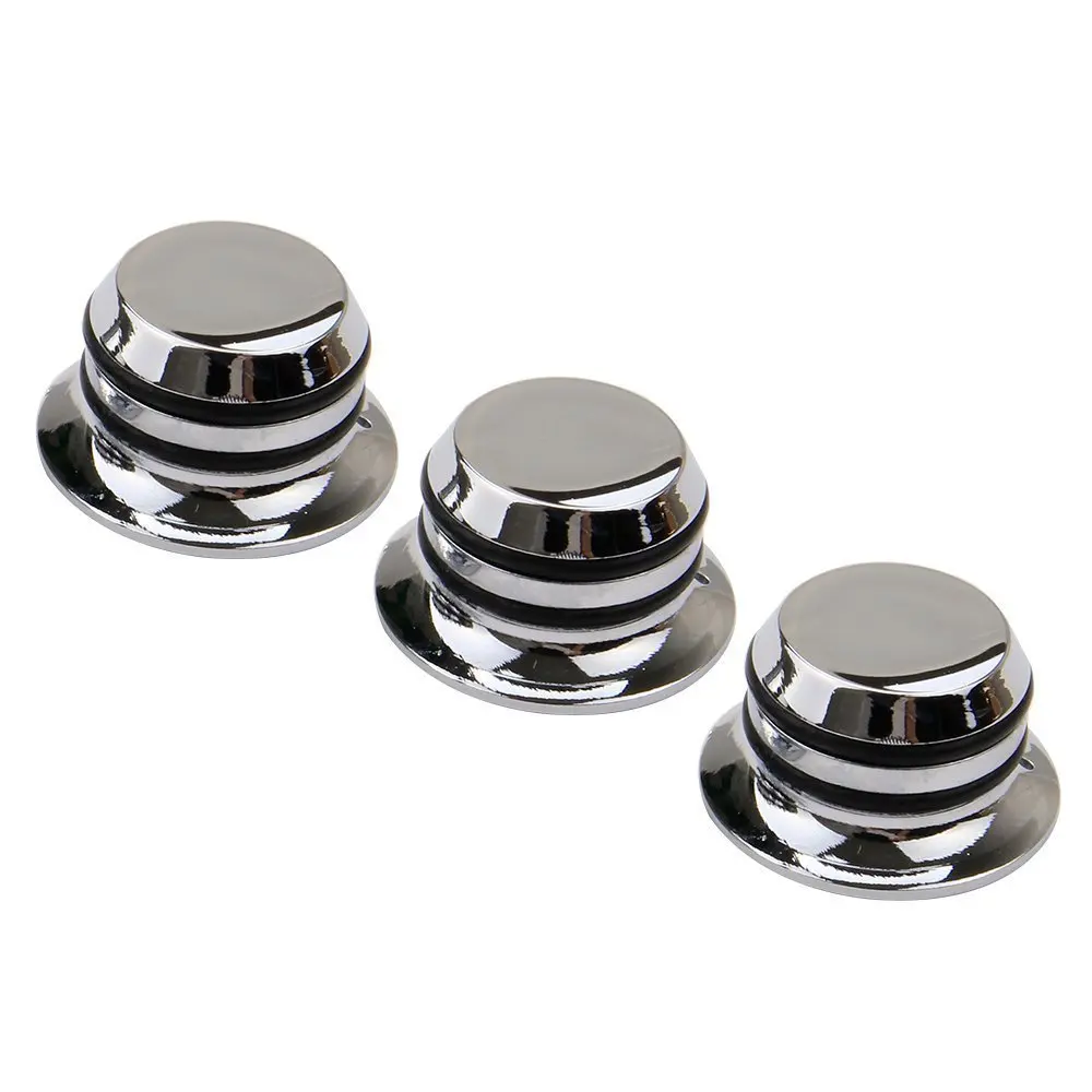 3Pcs Guitar Metal Top Hat Tone Tuning Knobs For Electric Guitar Lp Chrome