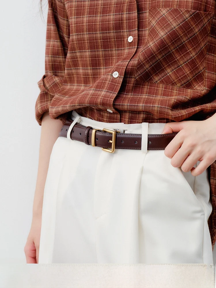 

next Wed Artist Series Double Layer Leather Brown Belt Commute Sle Women's irt No Special Function Regular Thin