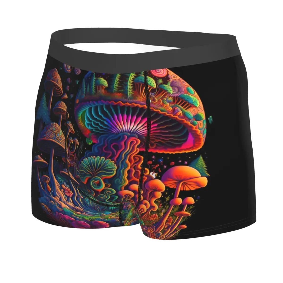 Custom Magic Mushroom Forest Underwear Men Stretch Psychedelic Art Boxer Briefs