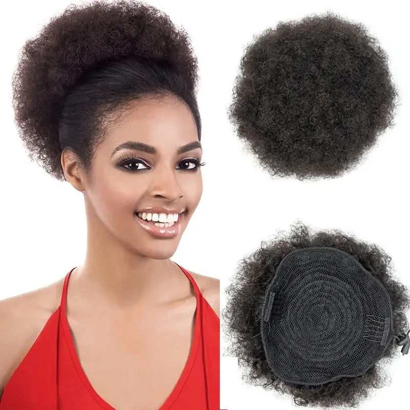 

1 шт., человеческие волосы, кудрявый хвост на шнурке, омбре, бразильский зажим для наращивания волос, мягкие на ощупь волосы, шиньон