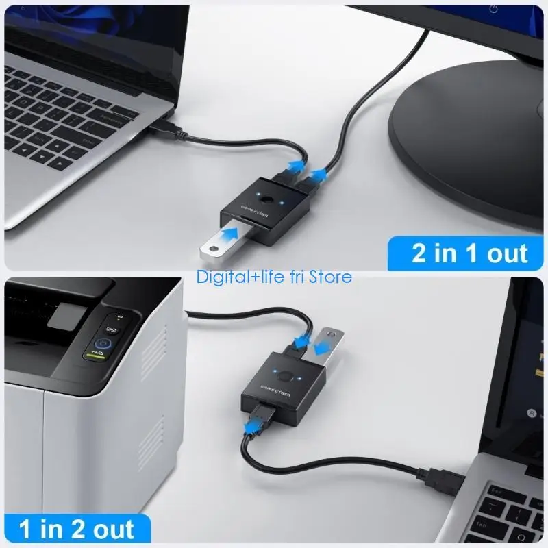 E06D USB 3.0 Switcher USB Switcher 1 Computers Sharing 2 USB Devices USB Switcher for Printer Keyboards Switches Scanner PC