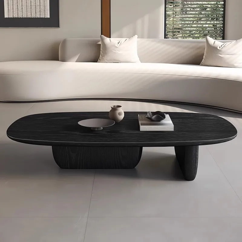Wabi Sand wind carbonized solid wood coffee table small apartment living room low table tatami balcony retro creative tea table