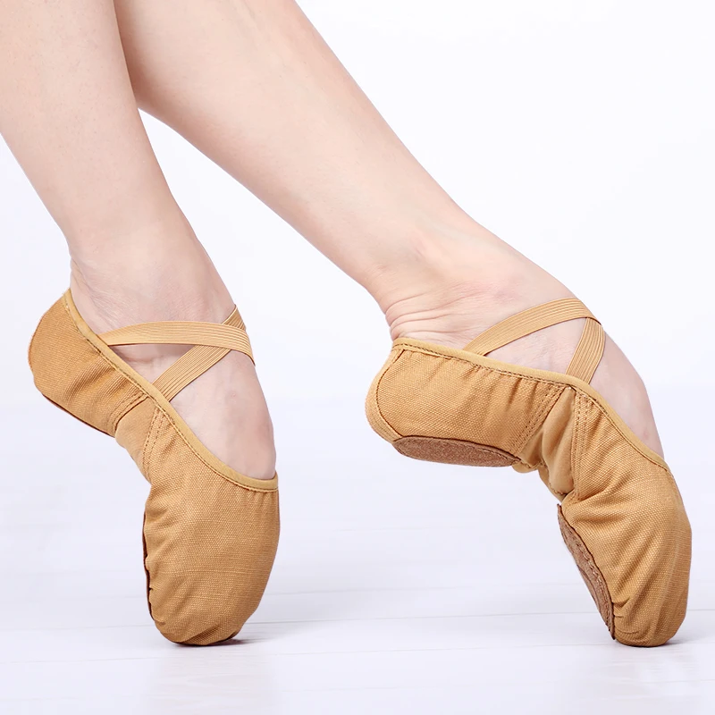 Chaussures de Ballet pour filles et femmes, pantoufles de danse en tissu élastique, ballerines d'entraînement, semelle souple fendue pour la danse