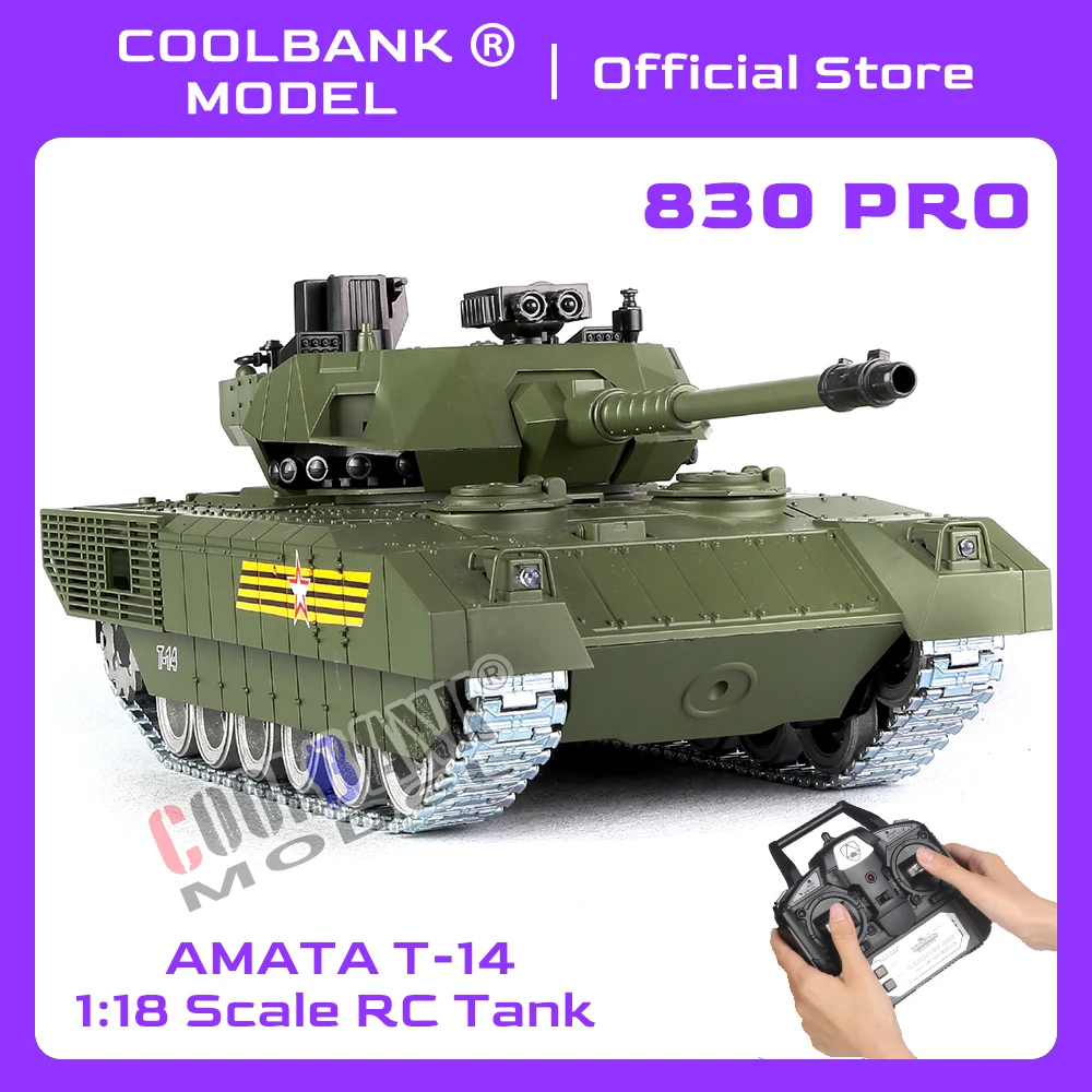 

Coolbank RC Battle Tank Set, 1/18 Scale 2.4G Remote Control AMATA t-14 Battle Tank with Sounds Lights Military Toys That Shoots