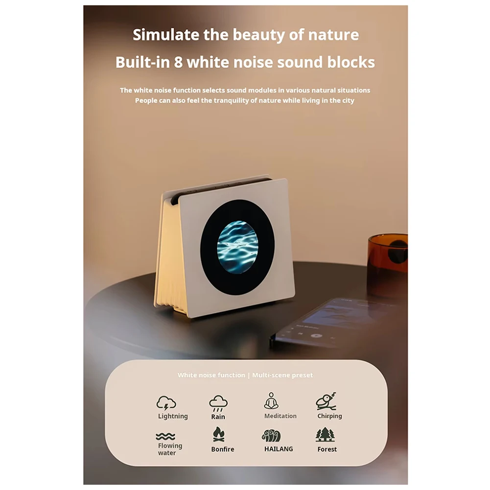 

B47C Bluetooth Speaker with White Noise Retro Turntable Sleep Speaker High Definition Screen Subwoofer Clock Music Player B