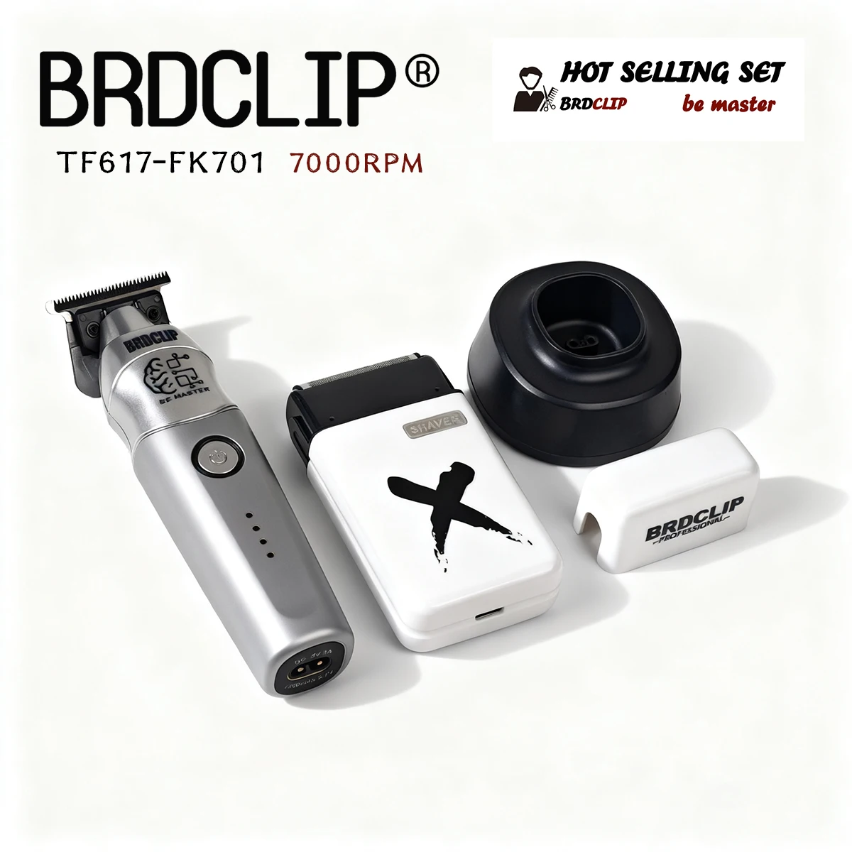 

NEW Professional BRDCLIP TF-617 FK701 High Motor 7000RPM Barbear Clipper Hair Trimmer Shaver for Men Electric Machine with Base