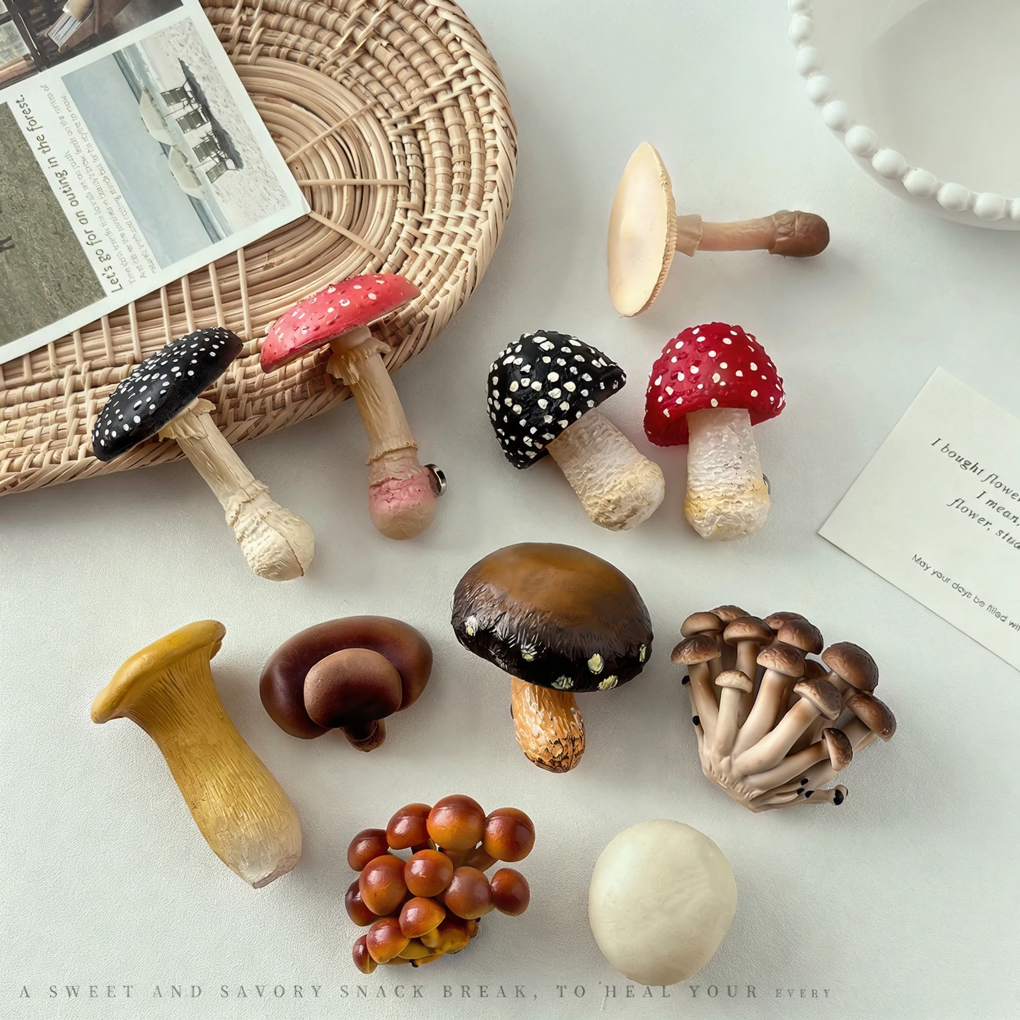 10PCS Realistic 3D Mushroom Fridge Magnets, Cute Cottagecore Kitchen Decor Magnets for Whiteboard Locker Refrigerator
