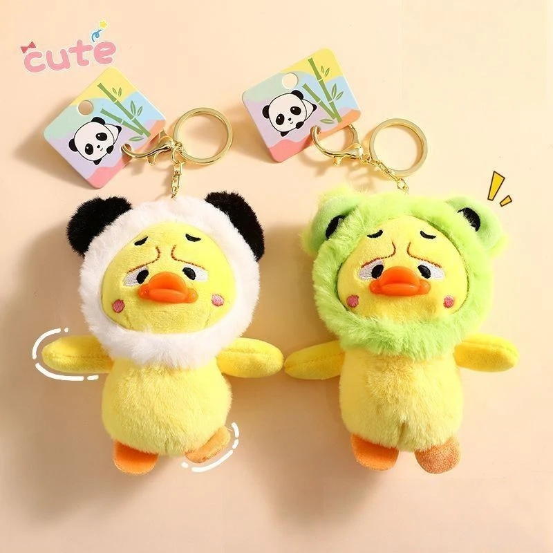 1Pcs New Cute Hat Wearing Duckling Plush Toy Doll Pendant Creative Doll Cute Bag Ornament Key Decoration Accessories