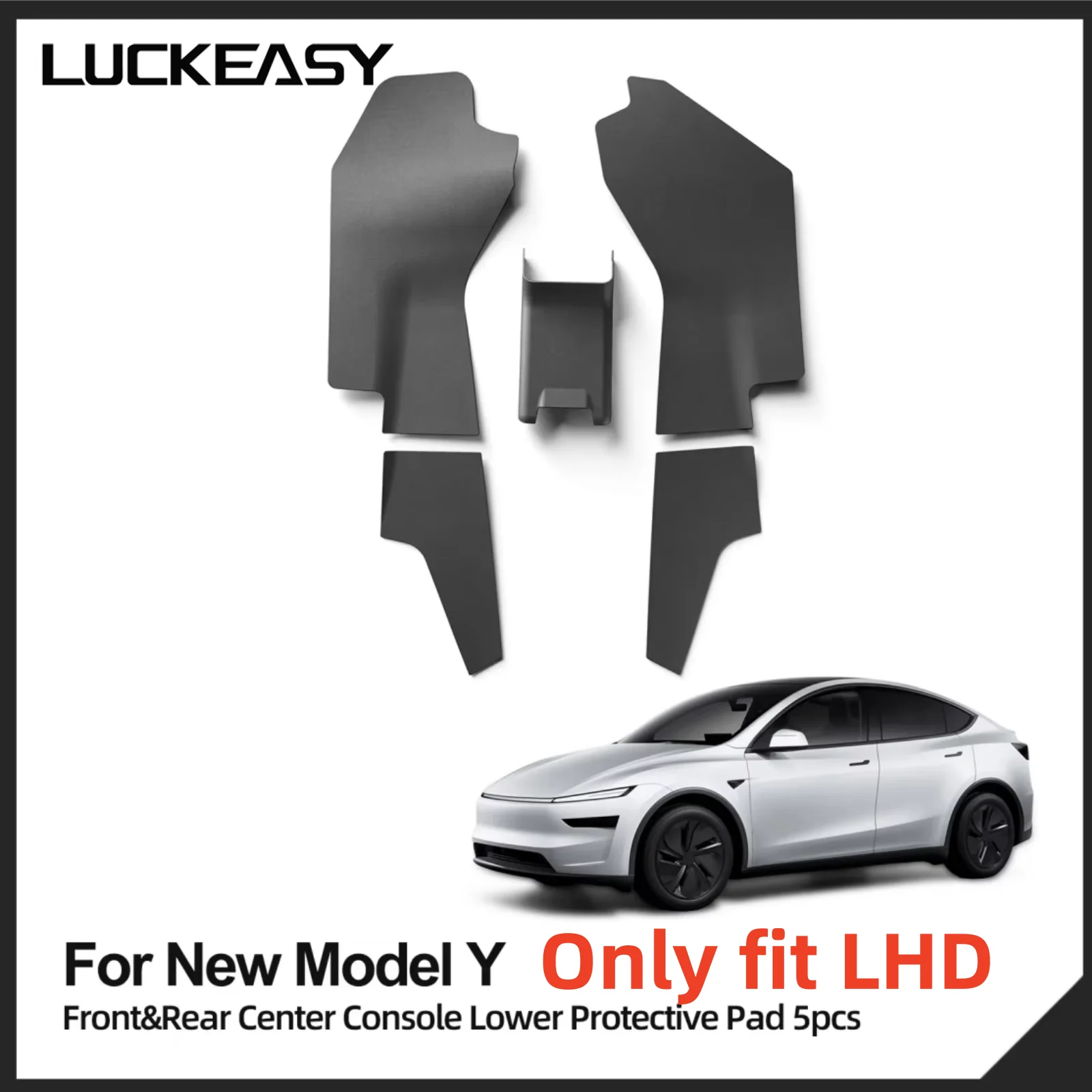 LUCKEASY Left Drive for Tesla Model Y Juniper 2025-2027 Anti-dirt Protective Pad Central Control Side Anti Kick Pad TPE