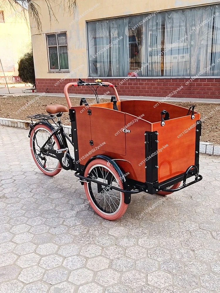 

Cargo bike European parent-child bicycle pick-up and drop-off baby walking backwards donkey tricycle can be customized electric