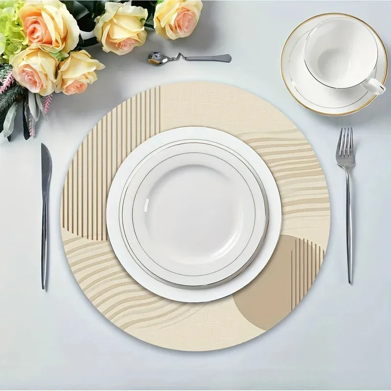 VIKAMA Tischsets, modernes, minimalistisches rundes Tischset, 4-teilig, wasserdichtes Tischset für Esszimmer, Küche, Couchtisch, Heimdekoration