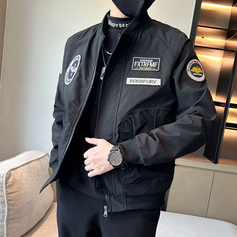 Baseball Jacket for Men Green Spring Autumn Man Bomber Coat Embroidery Clothing Fashion 2024 Cold Casual Trendy Cheap Sale Joker