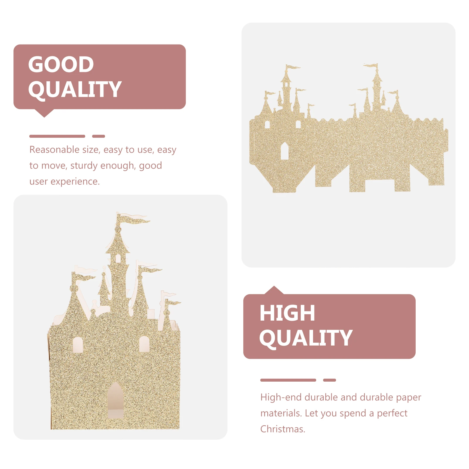 

20pcs Candy Gift Boxes Hollow Out Castle Shaped Party Birthday Wedding Cookie Golden Paper Small Container Packaging