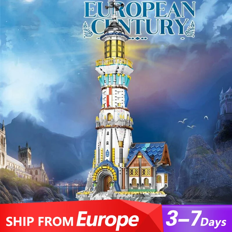 Medieval Lighthouse Architecture Buildings Sets,With LED City Model Modular Buildings Blocks Gift for Adults Kids 3228 PCS