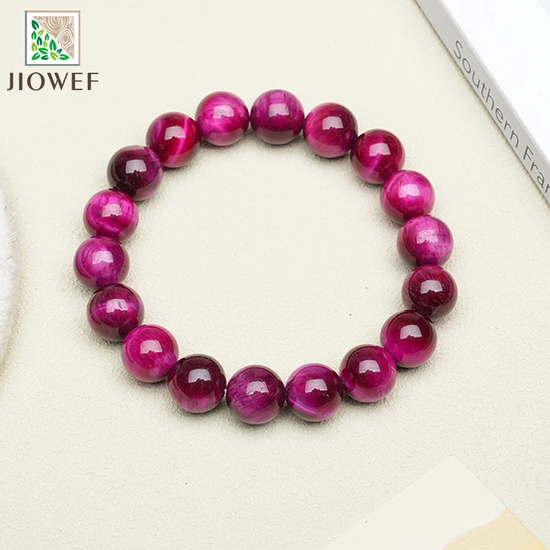 Natural Rose Red Tiger Eye Bracelets For Women Fashion Healing Crystal Stone Energy Bangles Jewelry Wristband Gift 6/8/10/12mm