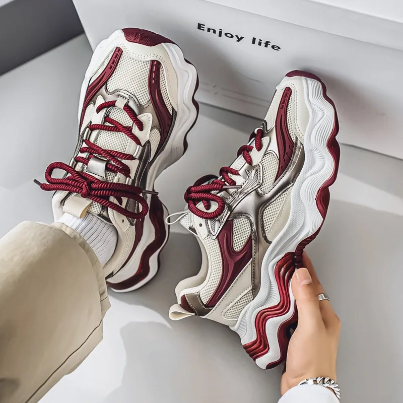 

2026 Spring Mesh Breathable Low Top Thick Soled Casual Sports Shoes for Men Fashion Trend Versatile Comfortable Chunky sneakers