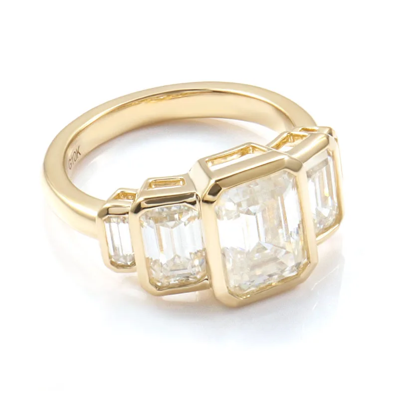 Provence 10K/14K/18K Moissanite Eternity Rings for Women 2CT Emerald Cut D Color VVS1 Women's Promise Rings With GRA Certificate