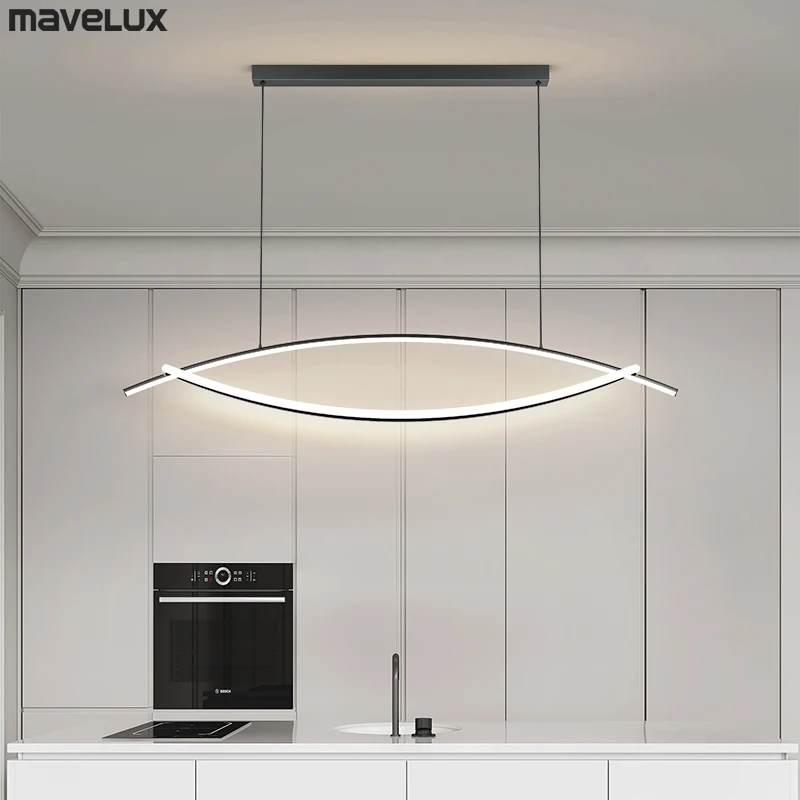 Designer Long Linear Shape Led Pendant Lamp Living Dining Table Island Restaurant Bedroom House Decoration Lighting Fixtures