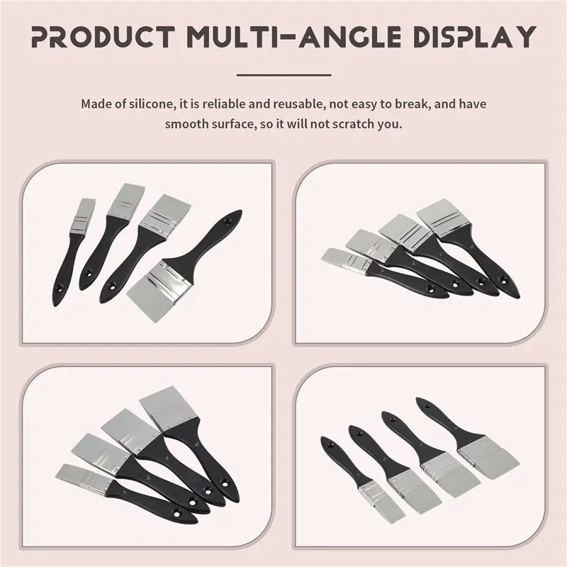 ABFU-12 Pcs Silicone Paint Brush Set Color Shaper Silicone Brush For Resin Paint Brush Catalyst , 1 1.5 2 2.5 Inches Wide