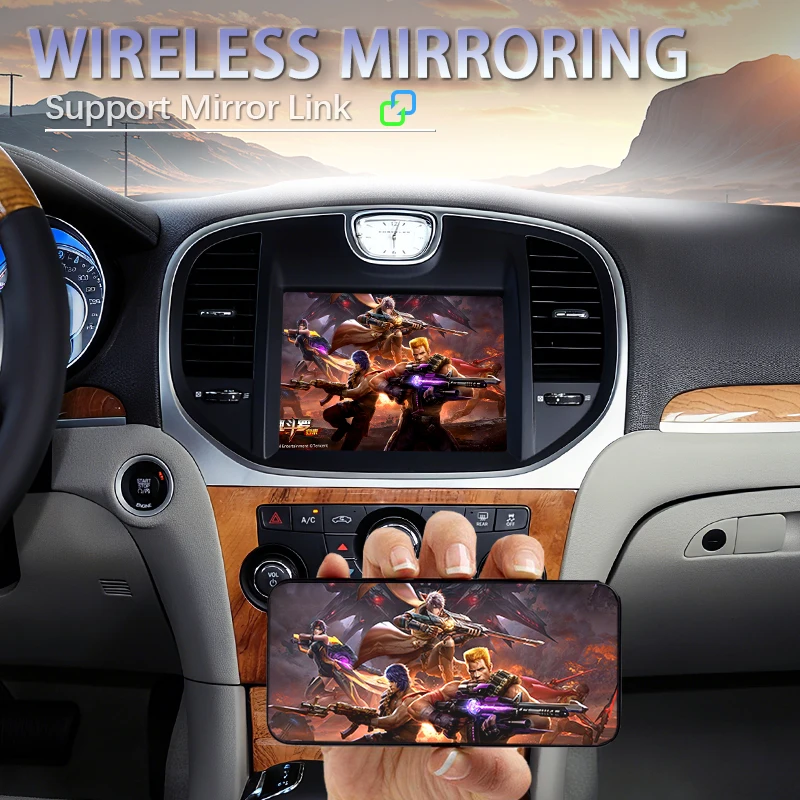 CarPlay Android Auto اللاسلكي لكرايسلر 300C دودج تشالينجر جيب 2011-2019 مع كاميرا AirPlay العكسية الوسائط المتعددة