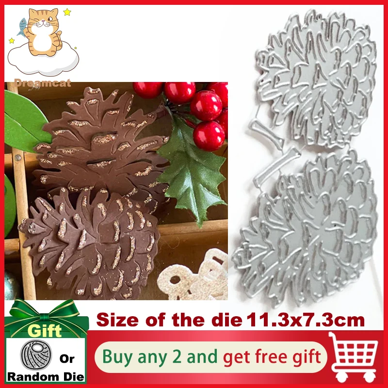 Pinecones with Stems Carbon Steel Metal Cutting Die Suitable for Decorative DIY Scrapbooking Album Festival Card Making 2024 New