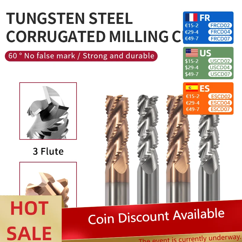 

1pcs /5pcs/10pcs 3Flute D4*D4*50L/D5*D5*50L /D20*D20*100L CNC machining machine tool tungsten steel alloy corrugated milling cut