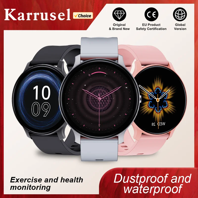 

karrusel Men's Smart Watch Full Touch Screen Sports Fitness Tracker IP68 Waterproof Bluetooth Smartwatch for Men Women