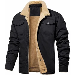 2025 New Men's Winter Casual Fleece Jacket Solid color Warm Non-elastic Lapel Button jacket suitable for daily commuting outdoor