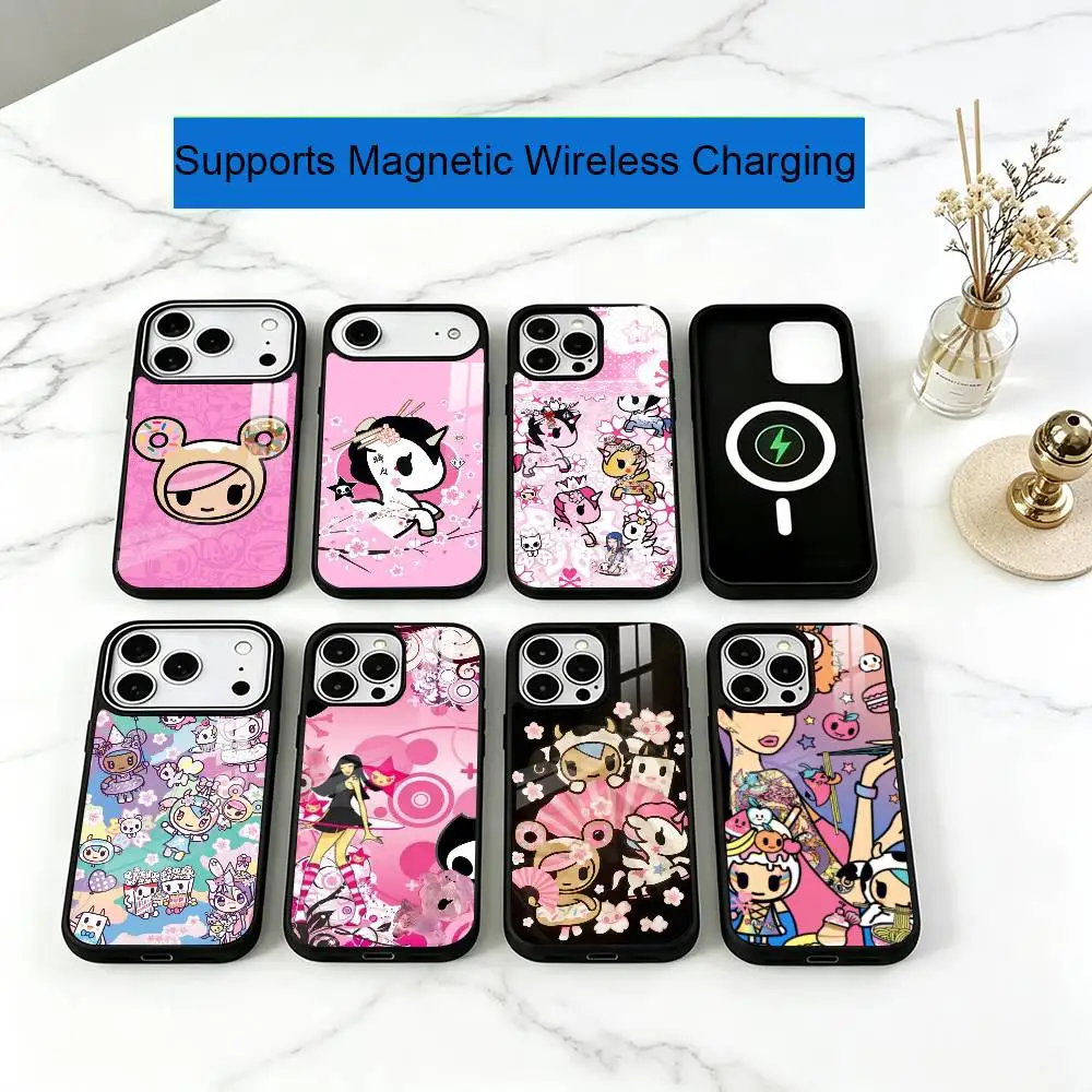 Japan T-Tokidokis CUTE Phone Case For iPhone17,16,15,14,13,12,11 Plus,Pro Supports Magnetic Wireless Charging